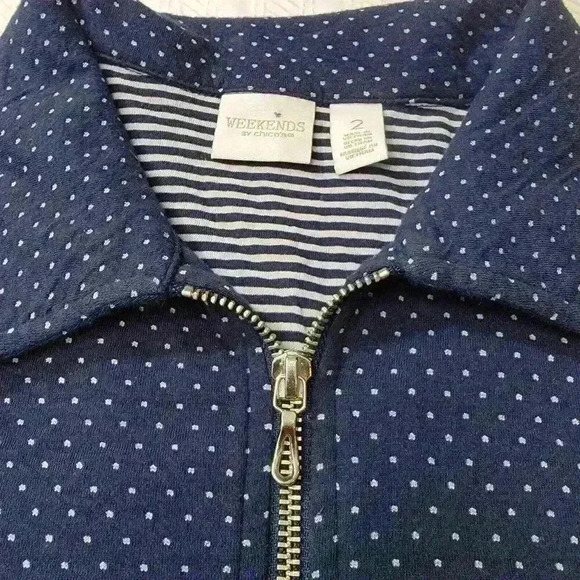 Weekends By Chicos 2 Jacket Womens Large Nautical Athleisure Comfort Travel - Picture 3 of 16